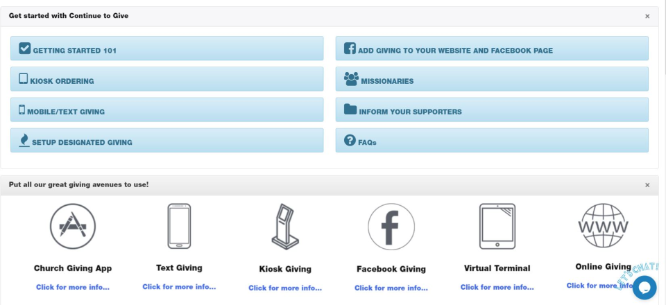 screenshot of Continue to Give